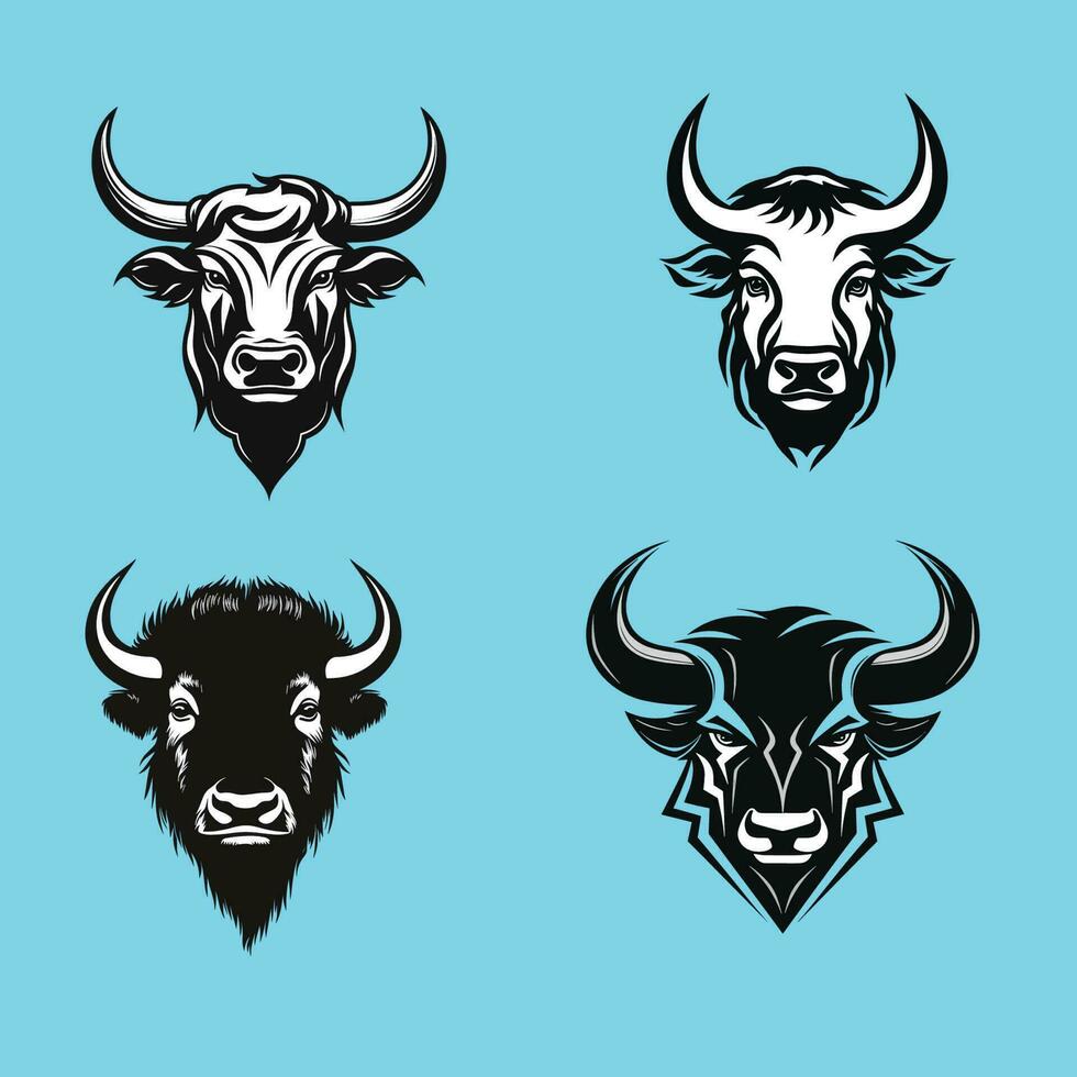 head healthy ferocious bull on a blue background vector