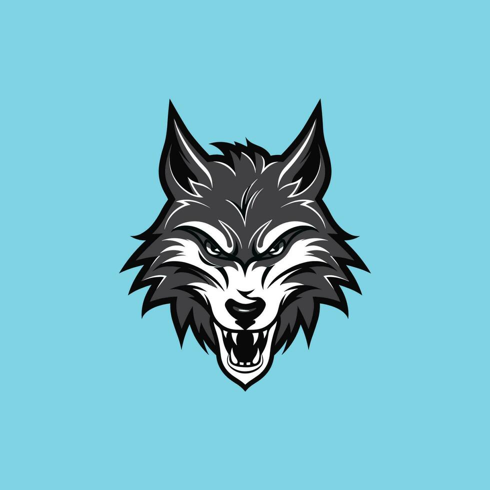 Angry wolf head mascot vector