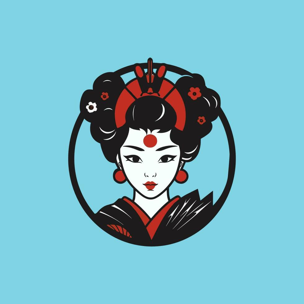 japanese geisha character vector logo