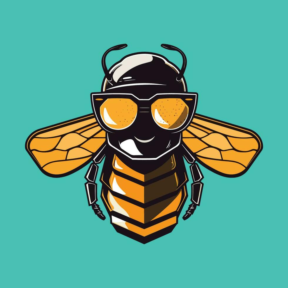 simplified vector pixelated bee logo with pilot