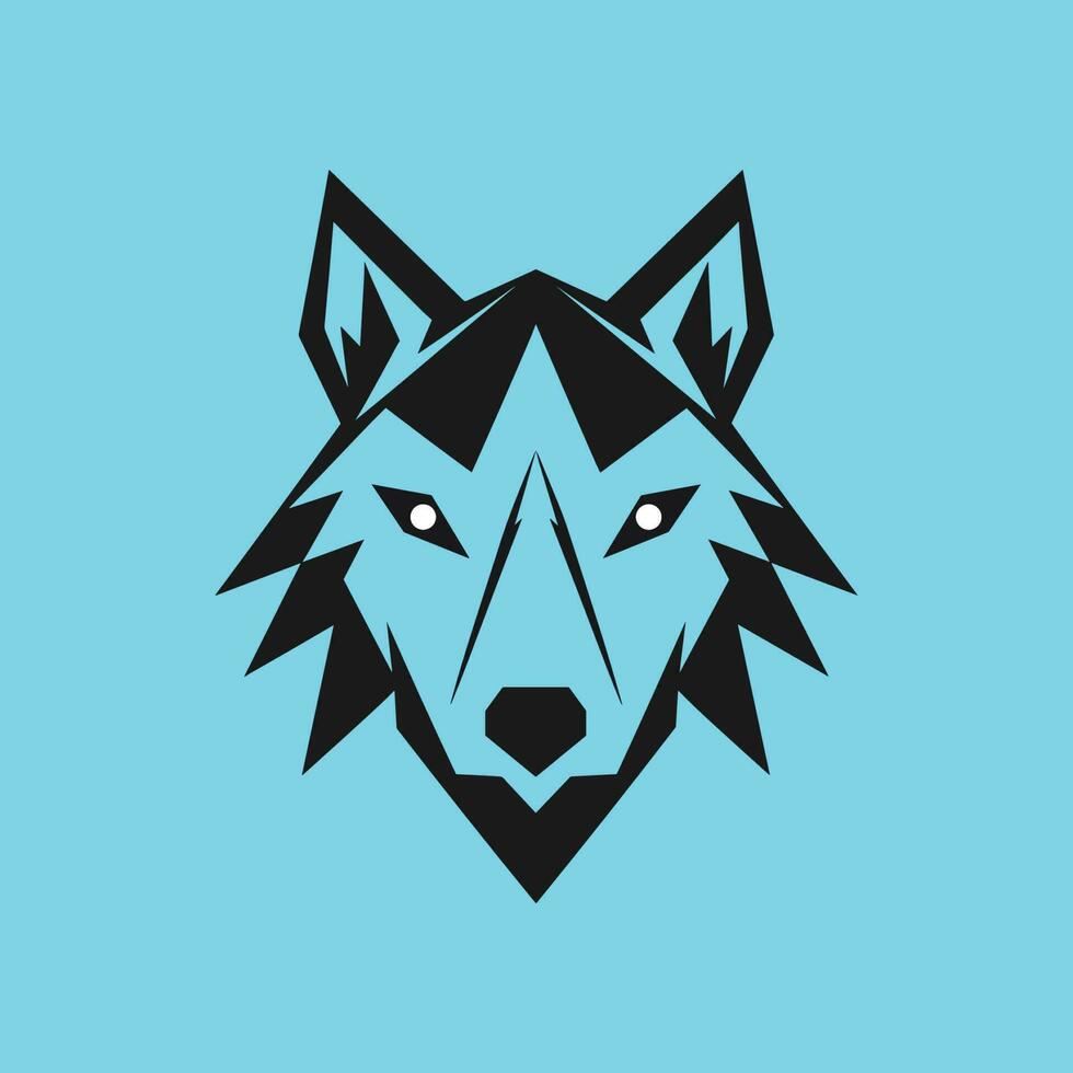 geometric wolf face from front view black vector