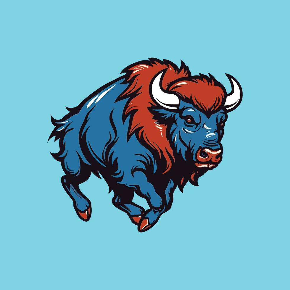 Charging bull mascot jumping vector