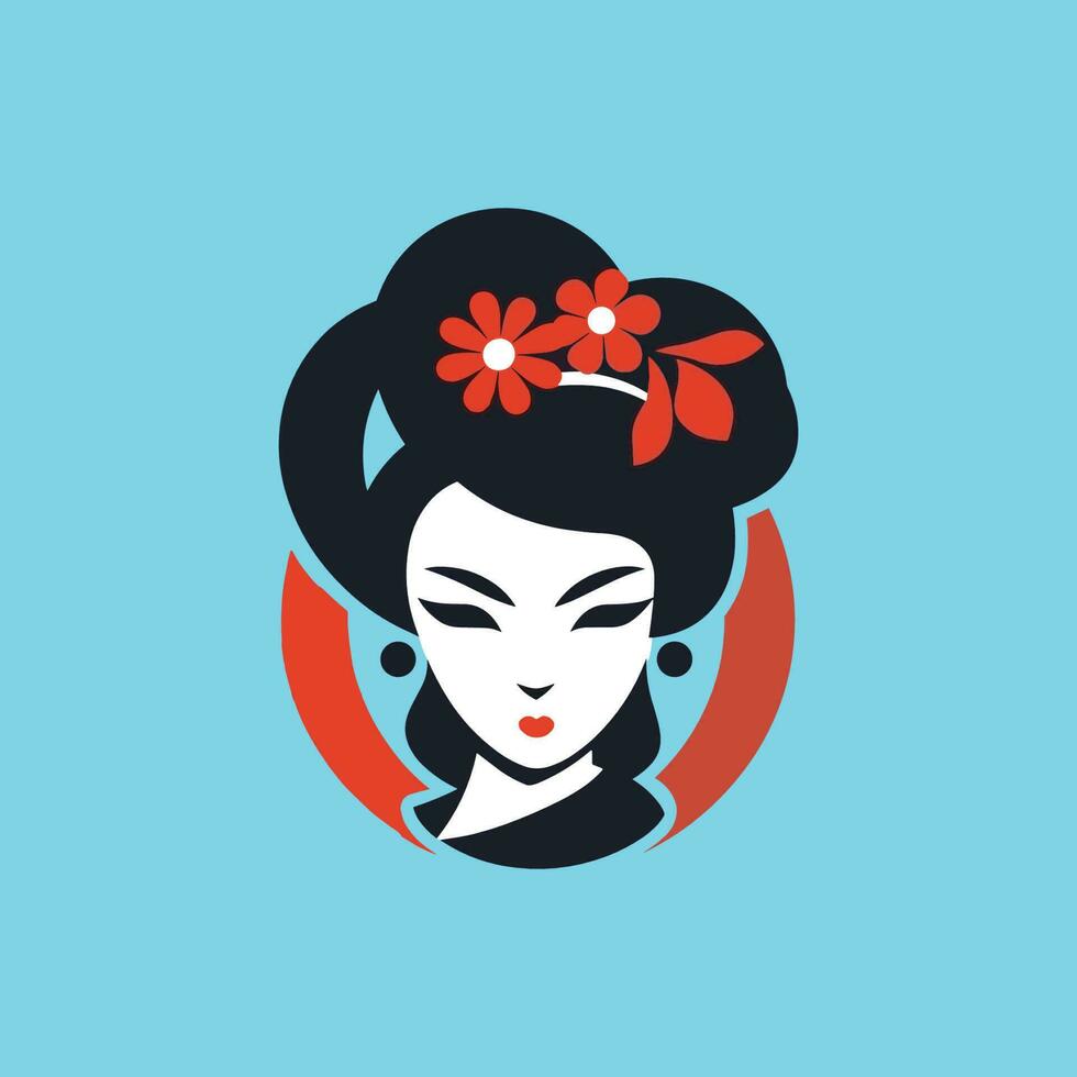 geisha logo japonés cultura símbolo y icono vector