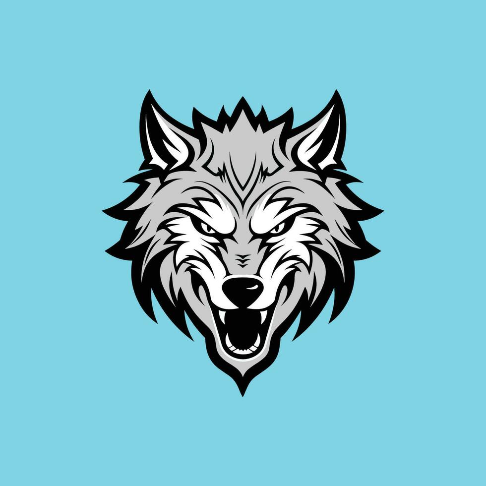 Sports mascot icon illustration of head of a gray coyote vector
