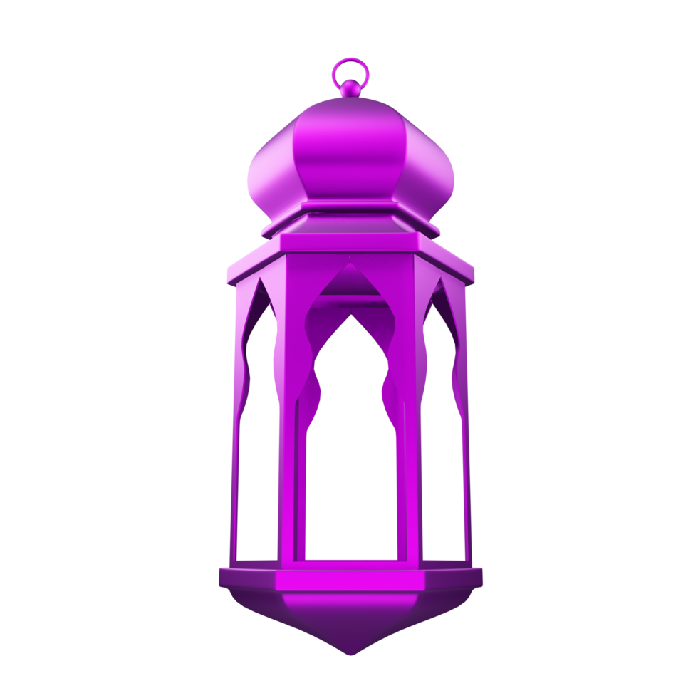 islamic lantern crescent isolated for ramadan kareem, mawlid, iftar, isra miraj, eid al fitr adha, muharram decoration, 3D rendering illustration. png