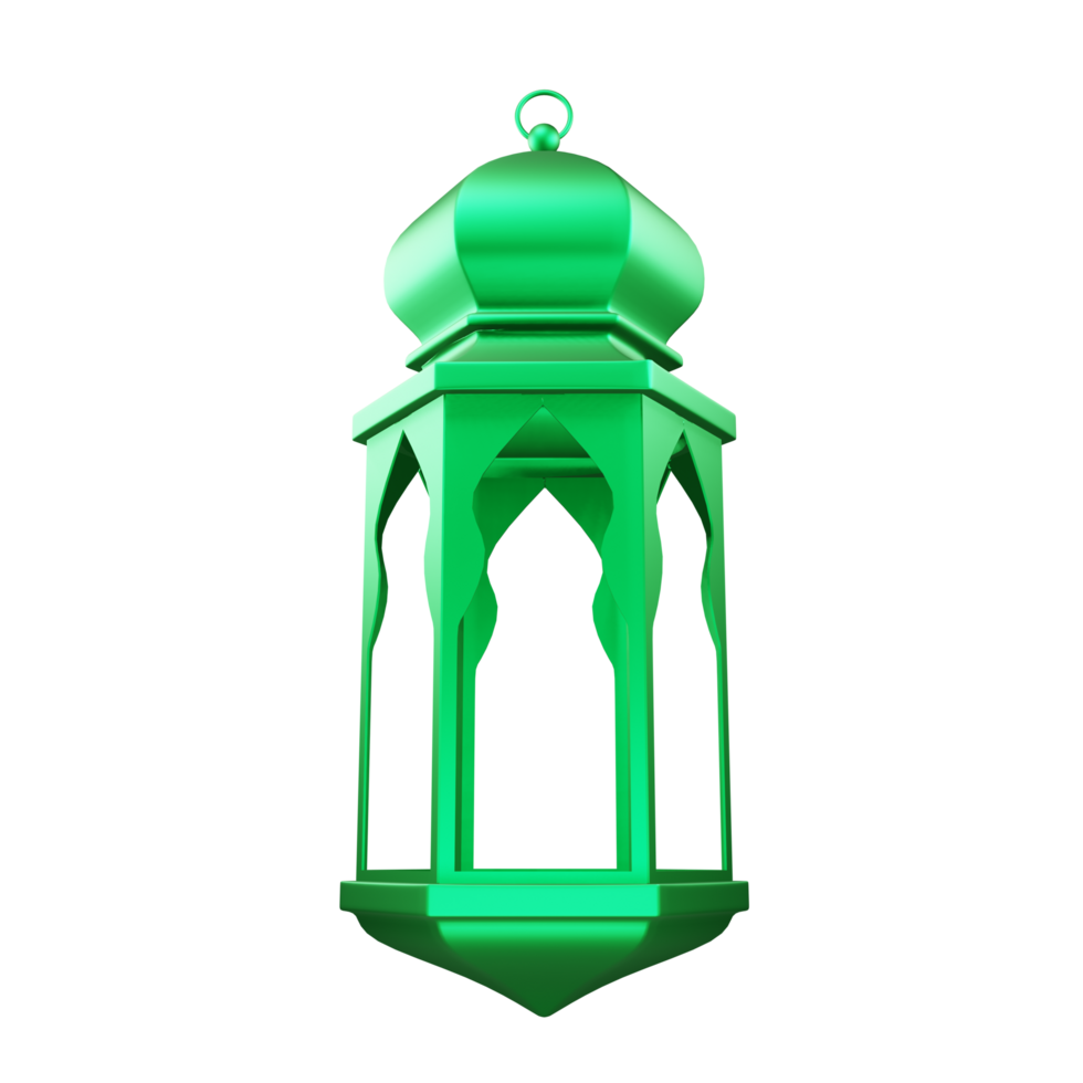 islamic lantern crescent isolated for ramadan kareem, mawlid, iftar, isra miraj, eid al fitr adha, muharram decoration, 3D rendering illustration. png