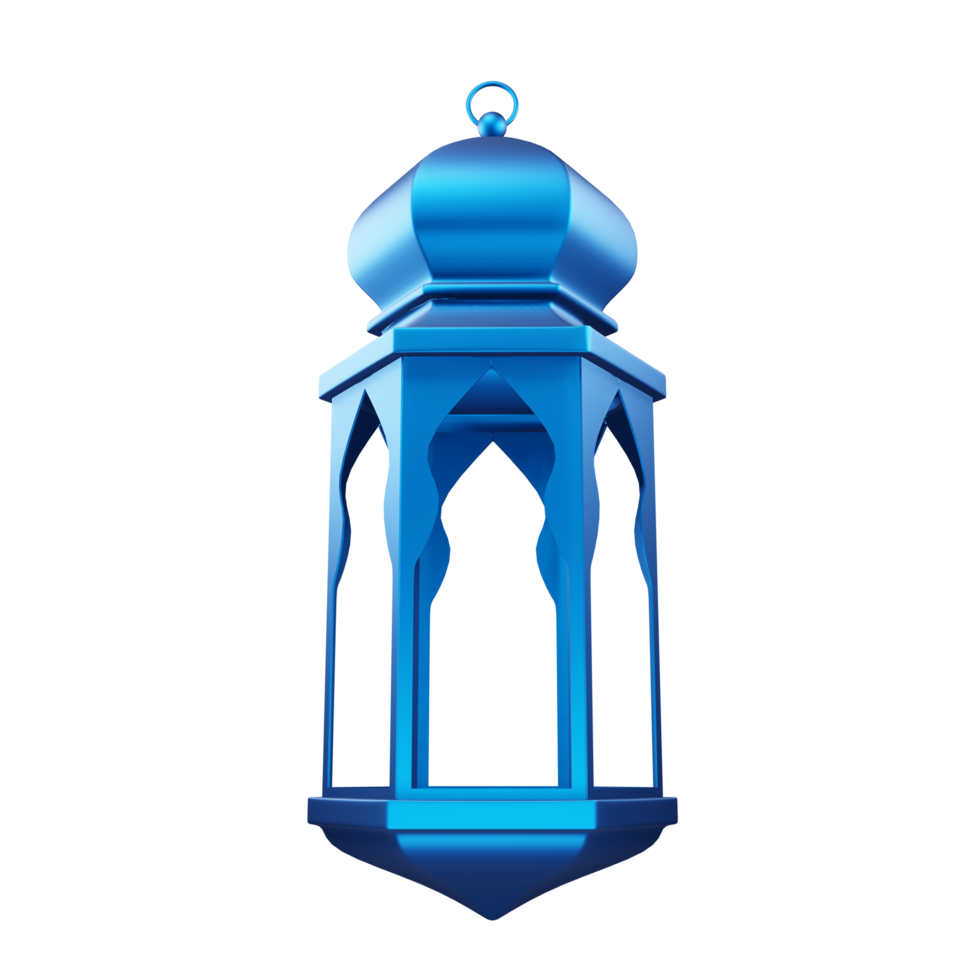 islamic lantern crescent isolated for ramadan kareem, mawlid, iftar, isra miraj, eid al fitr adha, muharram decoration, 3D rendering illustration. png