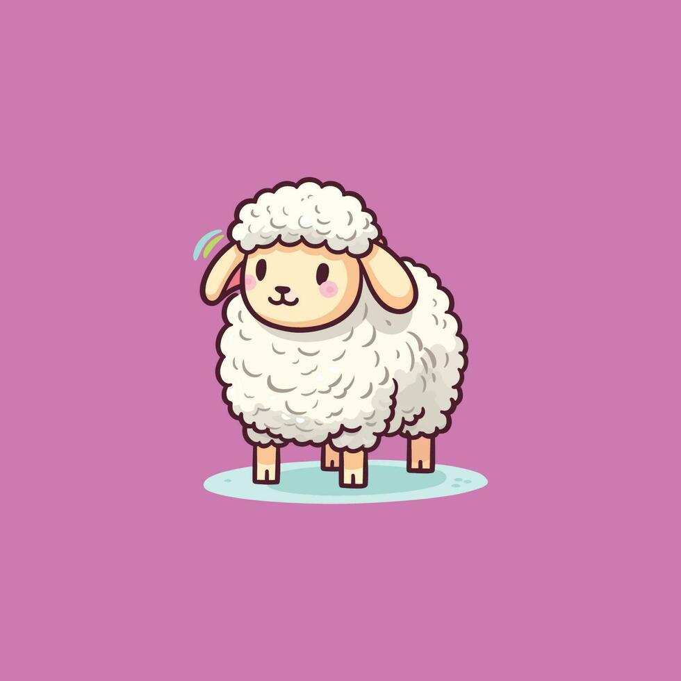 cute sheep on pink background vector