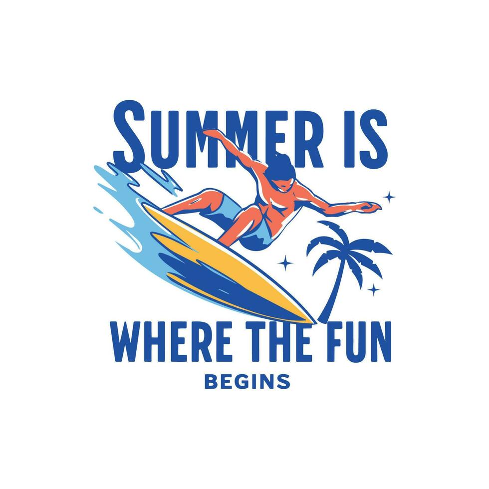 Summer is where the fun begins, Happy summer vector