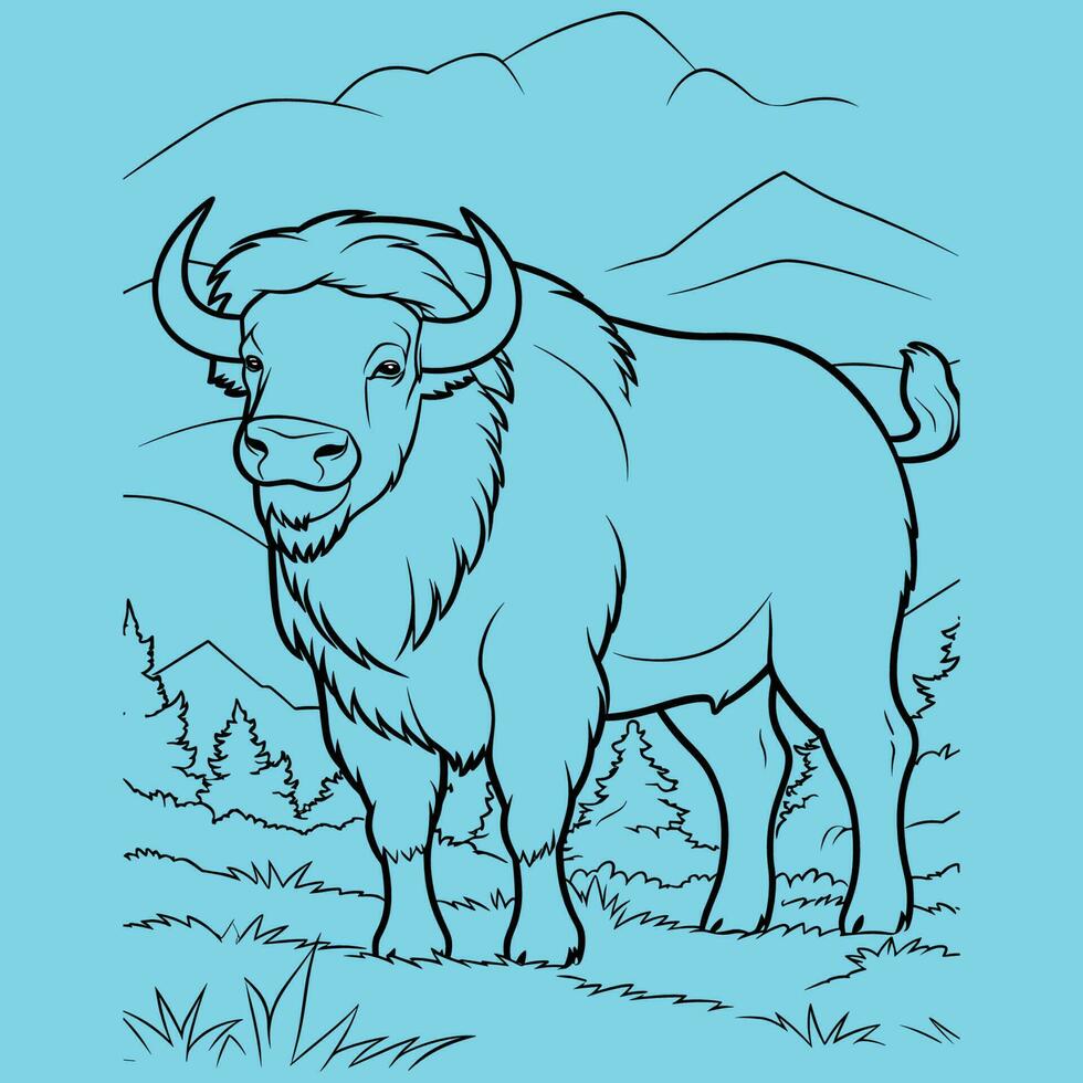 Cute beautiful yak stands on the lawn vector