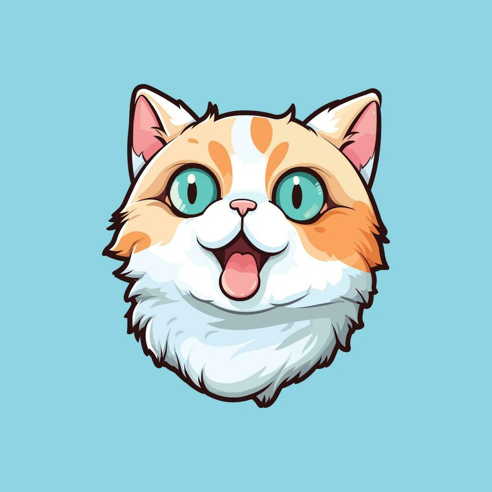 increíble gato cara vector ilustración