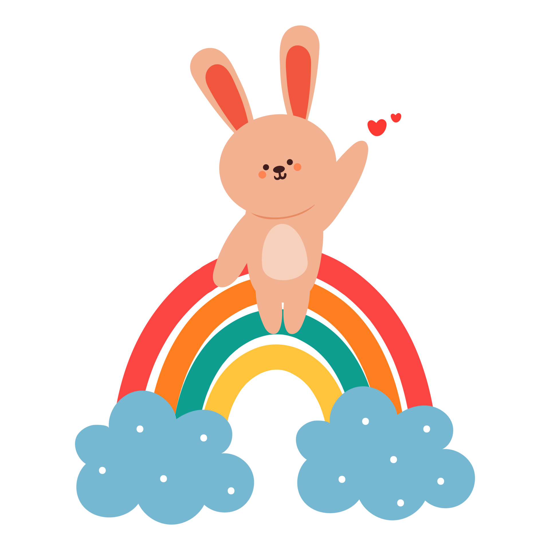 cute cartoon happy bunny with rainbow 24124673 PNG