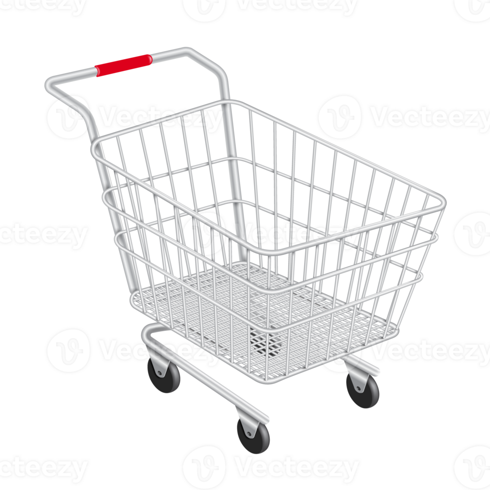 empty shopping cart on transparent background png