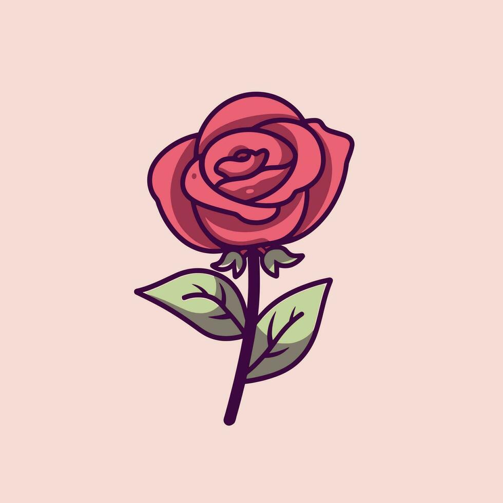 Flowers roses, red buds and green leaves. Isolated red rose. Vector illustration.