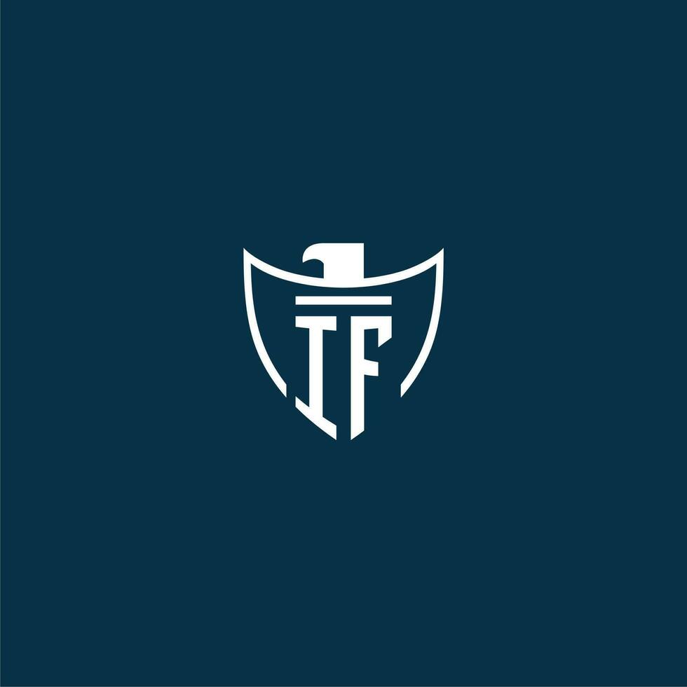 IF initial monogram logo for shield with eagle image vector design