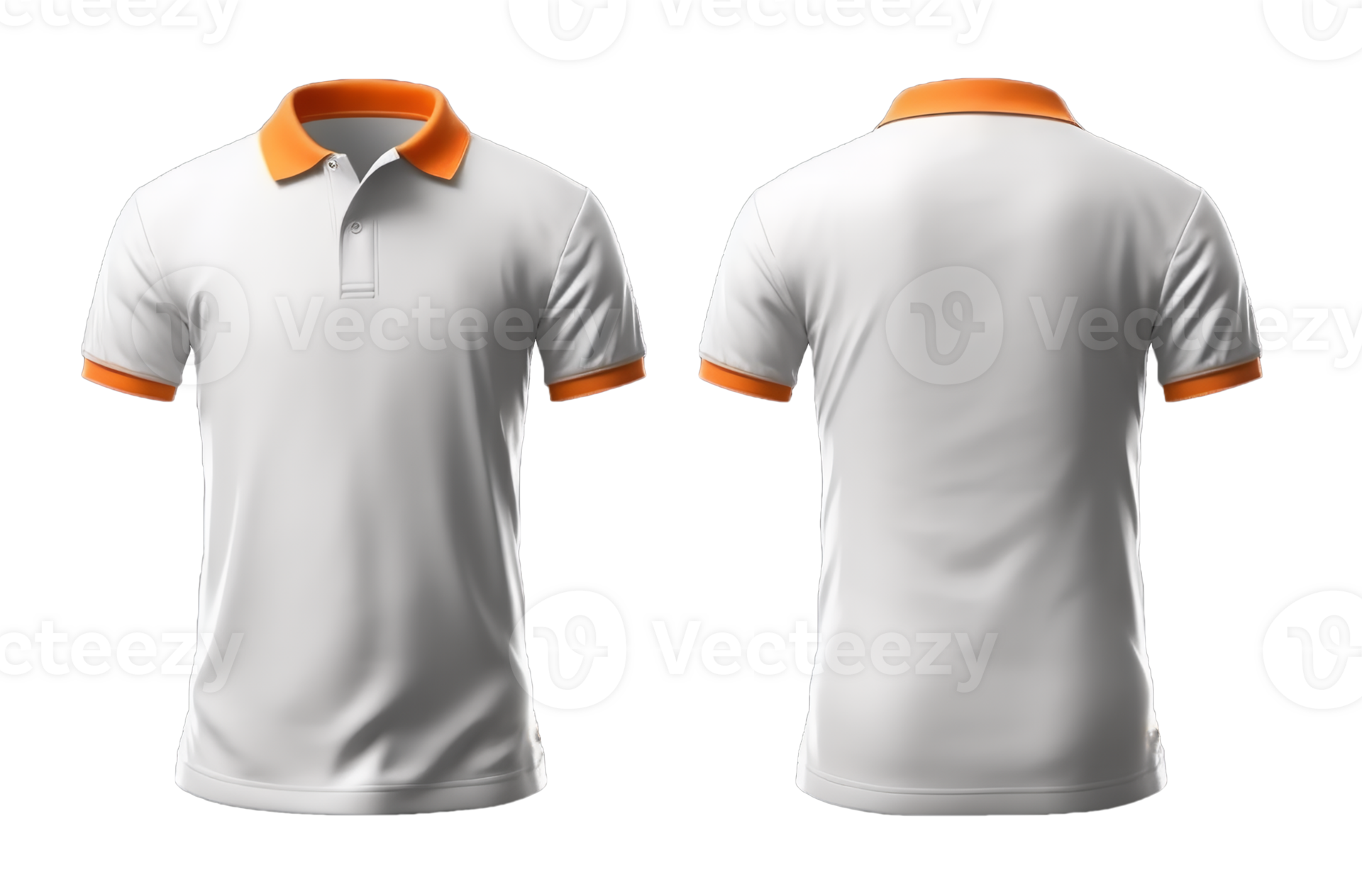 plain white polo shirt mockup design. with an orange collar. front and ...