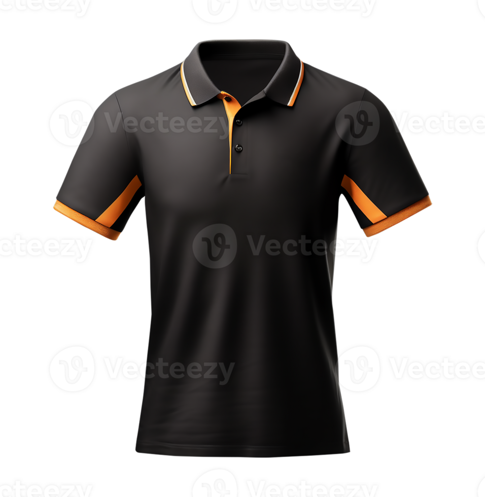 plain black polo shirt mockup design. with an orange collar. front look