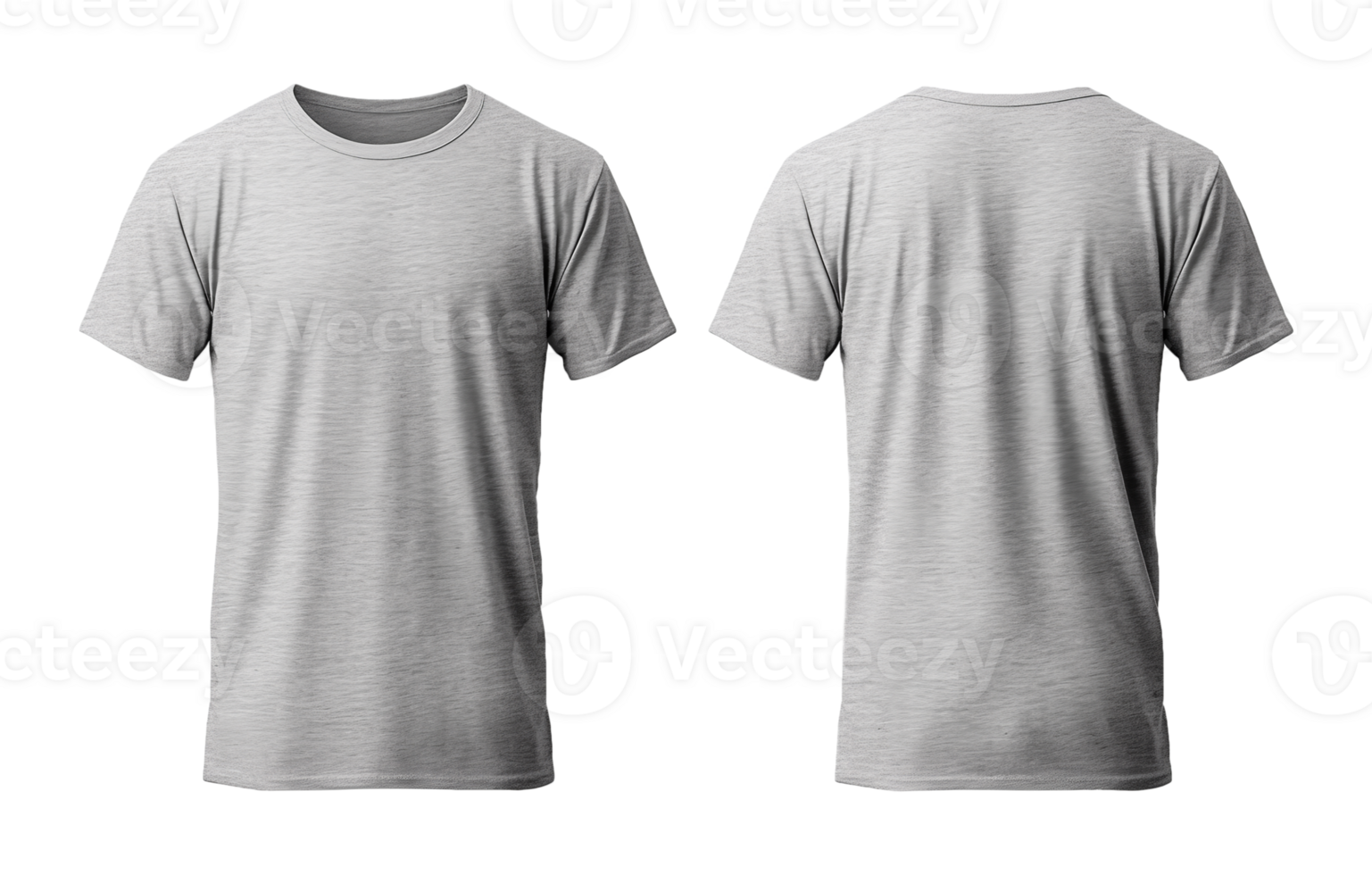 plain gray t-shirt mockup template, with view, front and back, isolated ...