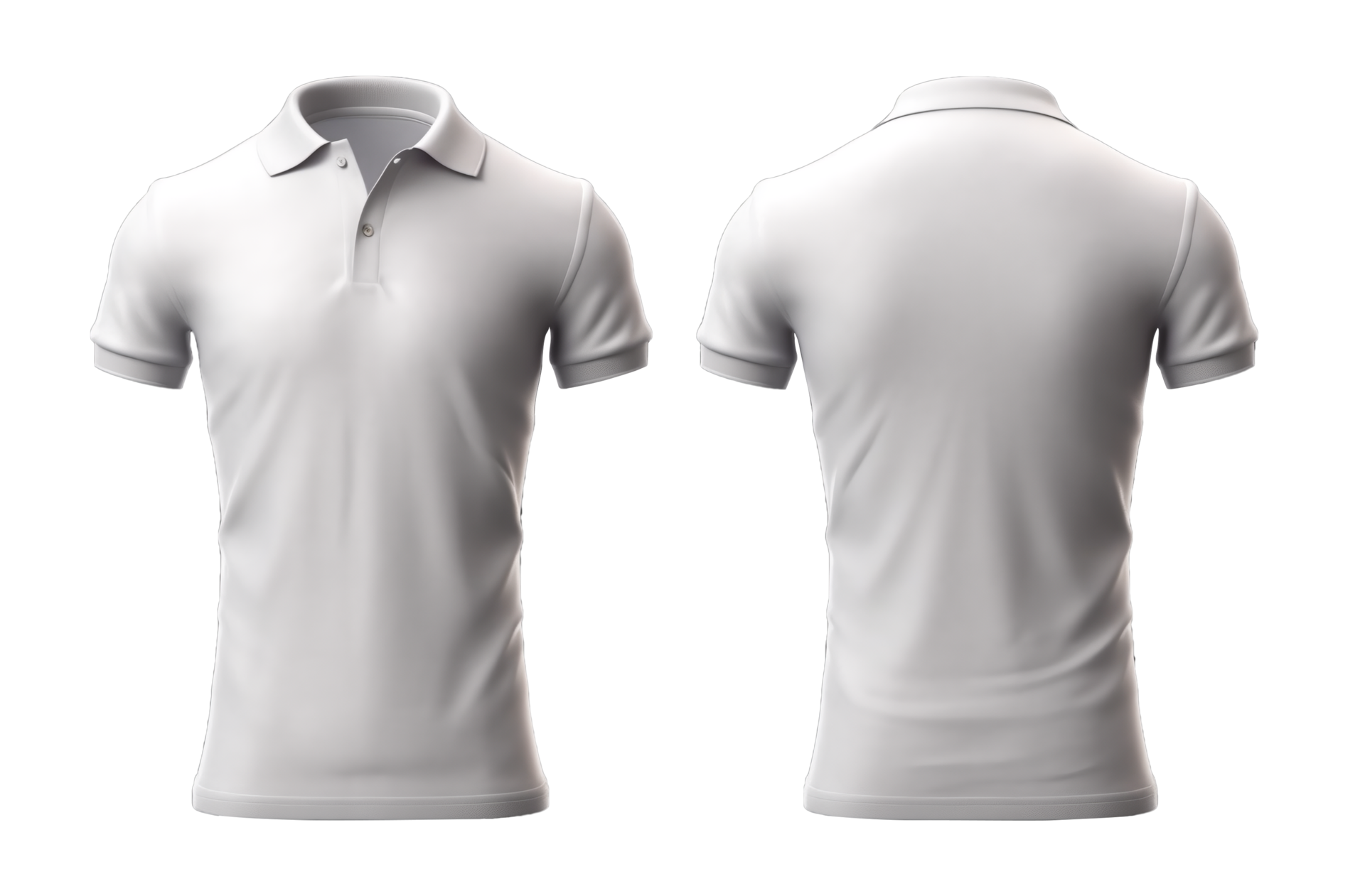 plain white polo shirt mockup design. front and rear view. isolated on ...