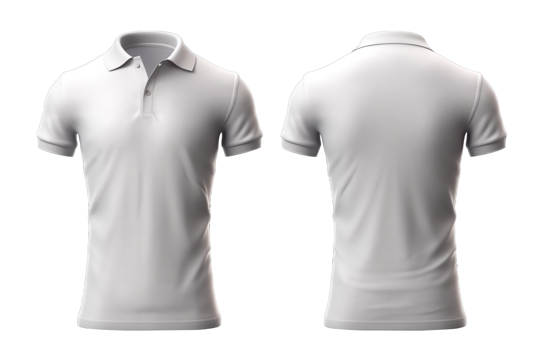 plain white polo shirt mockup design. front and rear view. isolated on ...