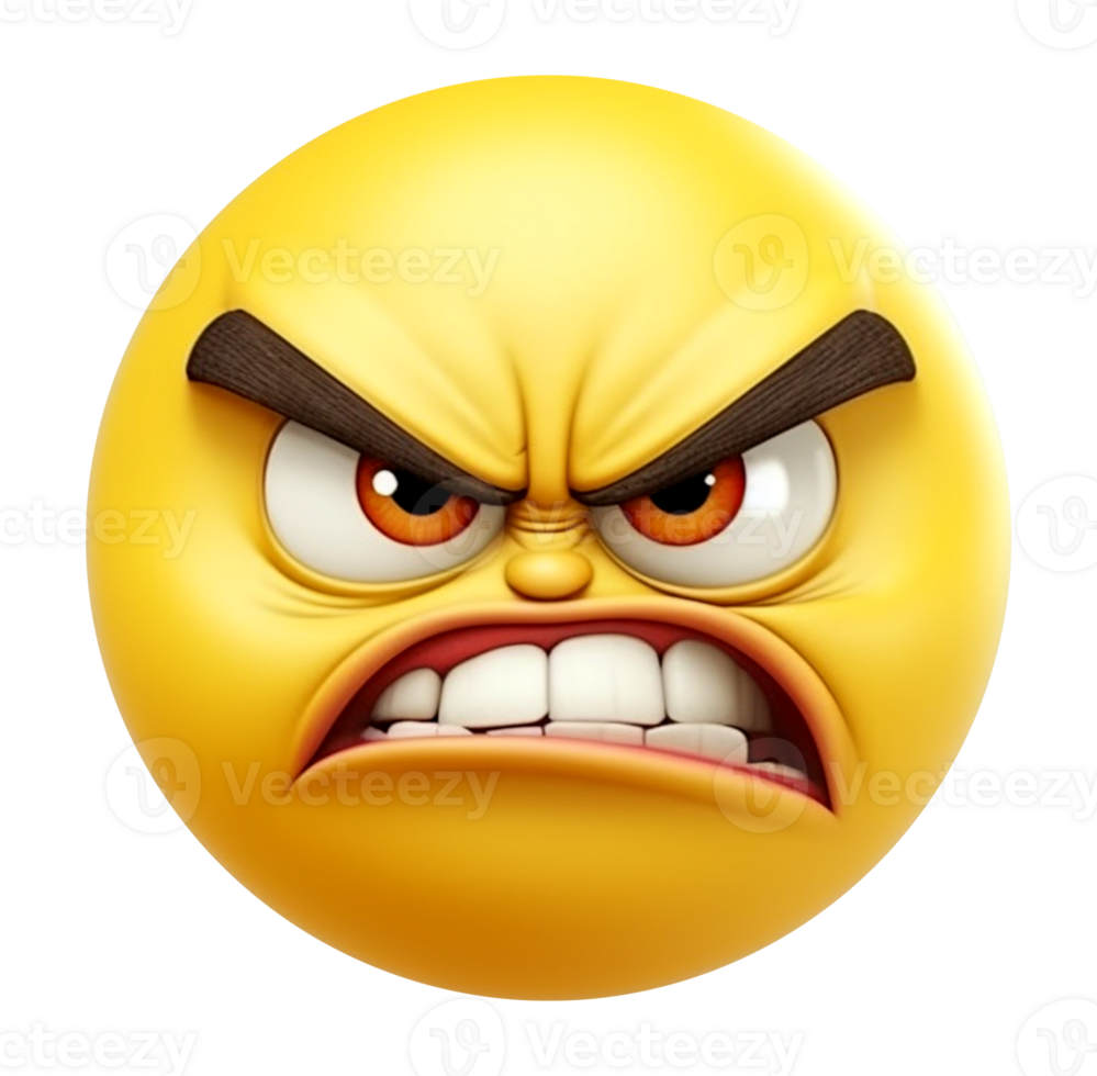 yellow emoticon 3d icon. angry facial expression. generative ai ...