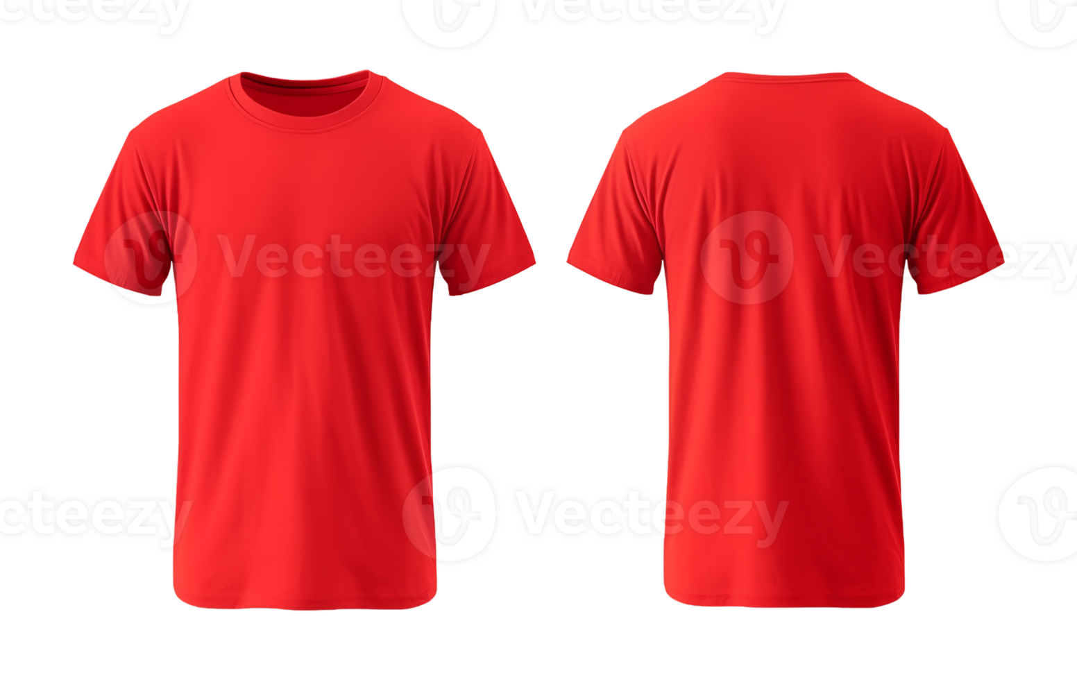 plain red t-shirt mockup template, with views, front and back, isolated on transparent background, png