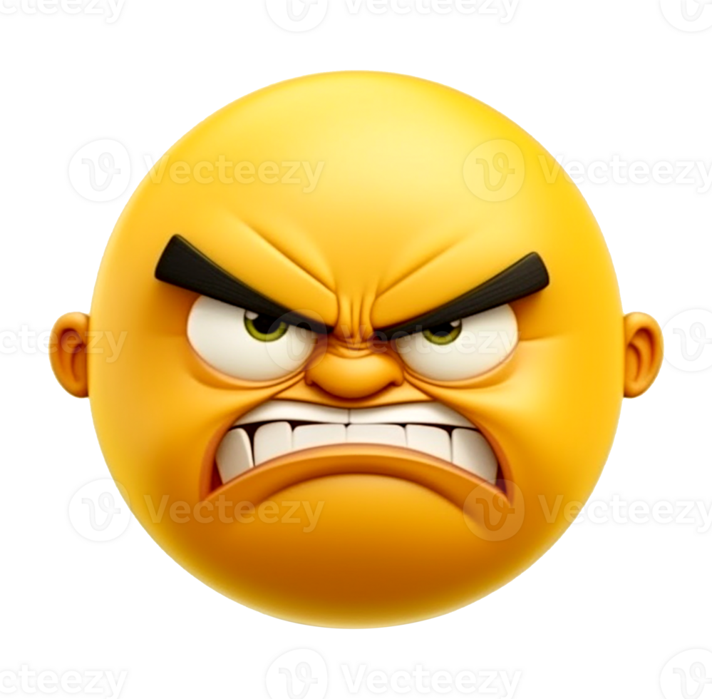 yellow emoticon 3d icon. angry facial expression. generative ai ...