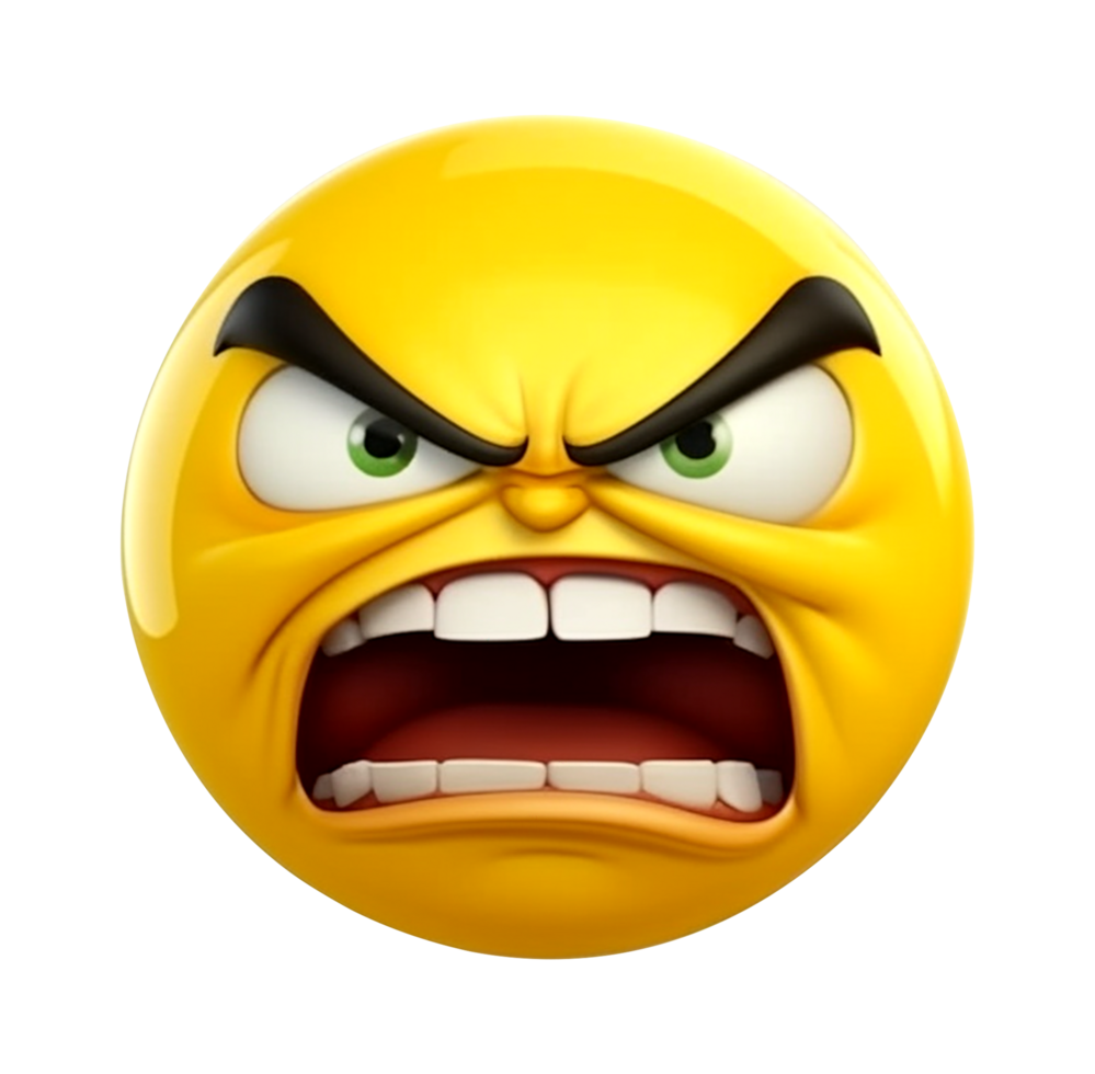 yellow emoticon 3d icon. angry facial expression. 24125083 PNG