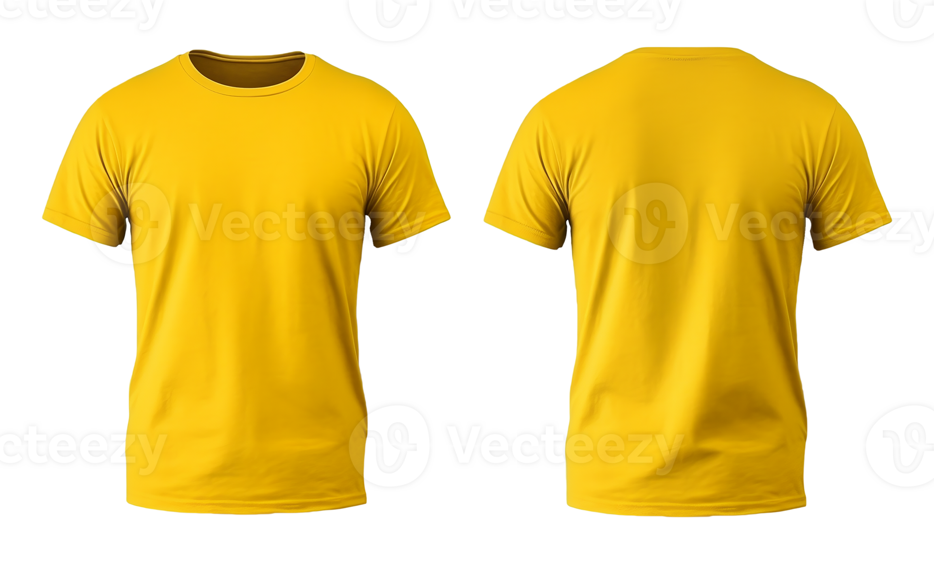 plain yellow t-shirt mockup template, with view, front and back ...