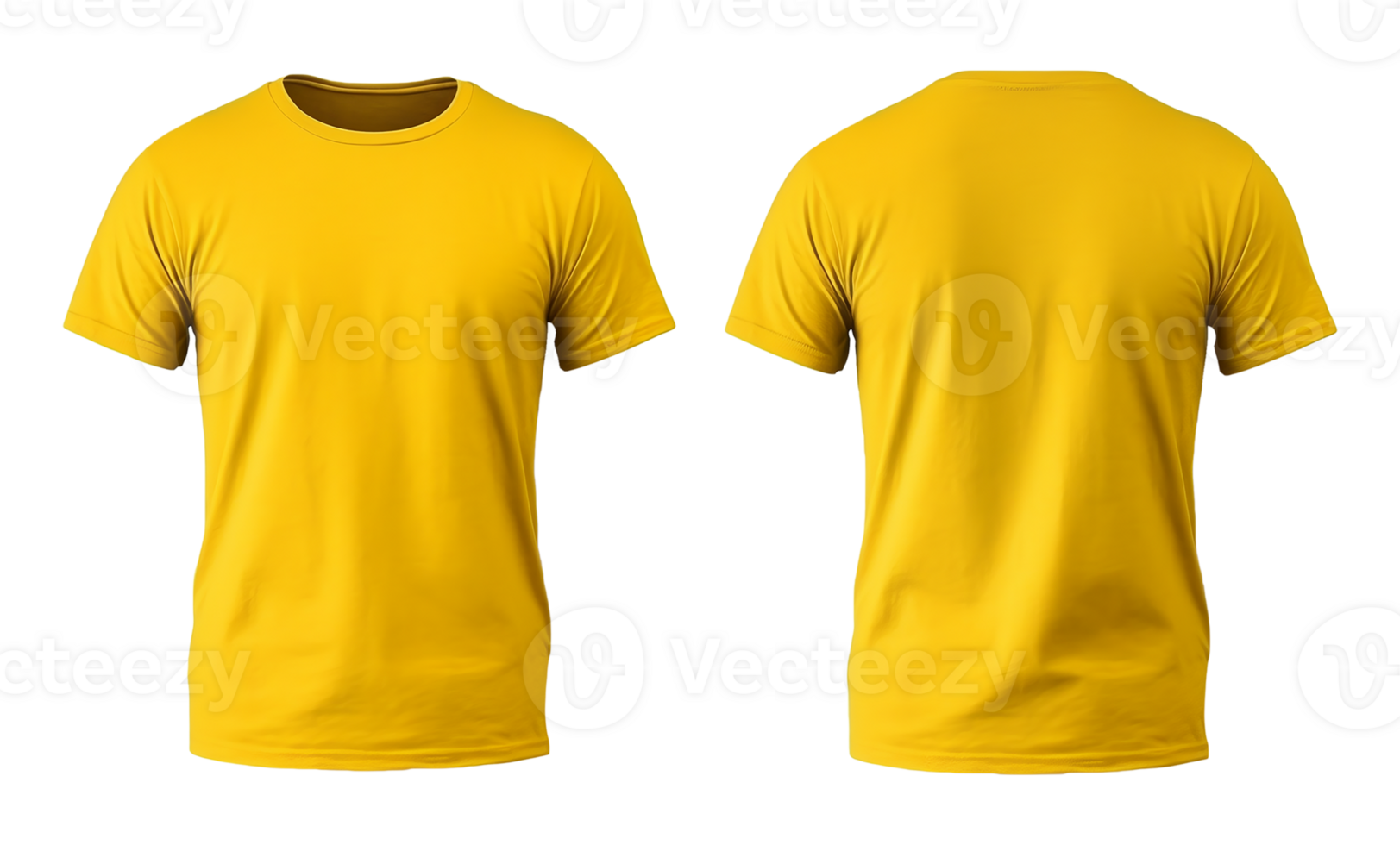 pianura giallo maglietta modello modello, con Visualizza, davanti e Indietro, isolato su trasparente sfondo, generativo ai png