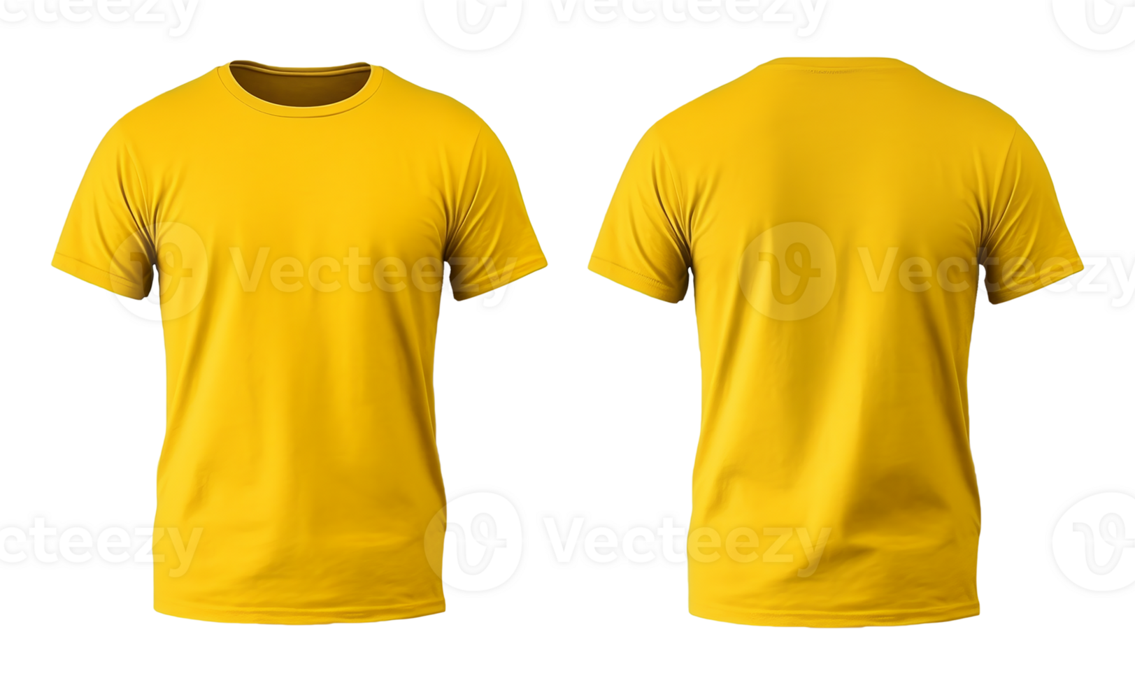 plain yellow t-shirt mockup template, with view, front and back