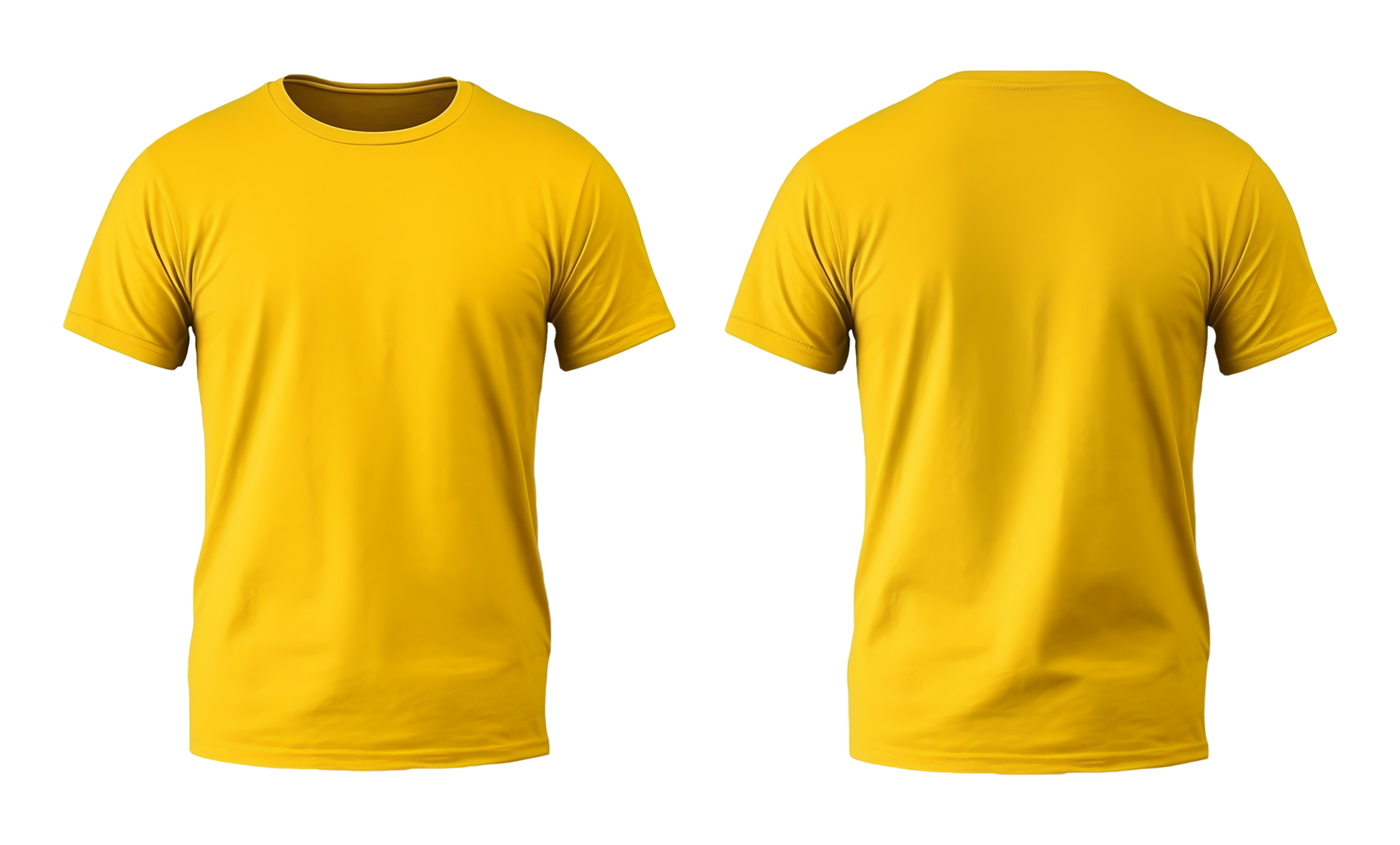 plain yellow t-shirt mockup template, with view, front and back ...