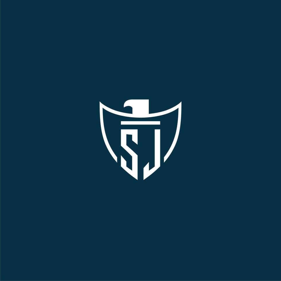sj inicial monograma logo para proteger con águila imagen vector diseño