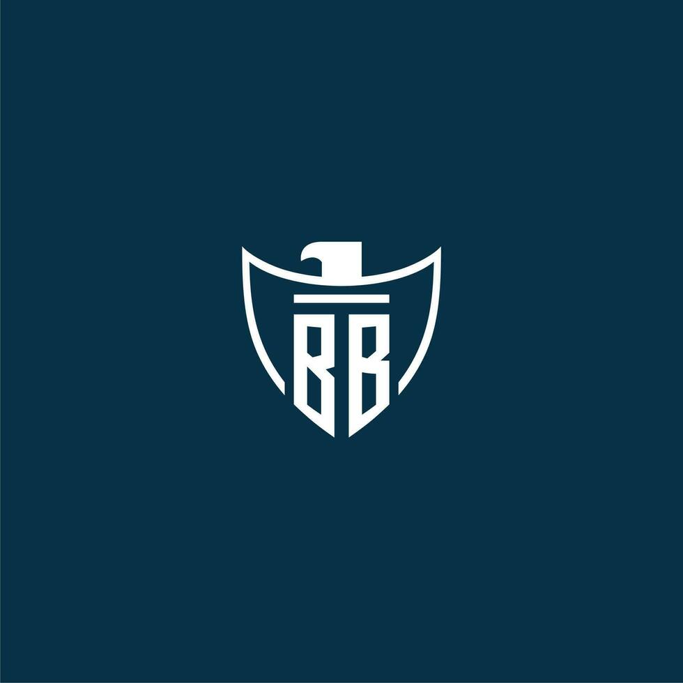 BB initial monogram logo for shield with eagle image vector design