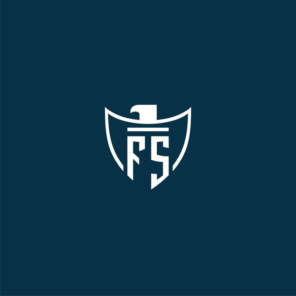 FS initial monogram logo for shield with eagle image vector design