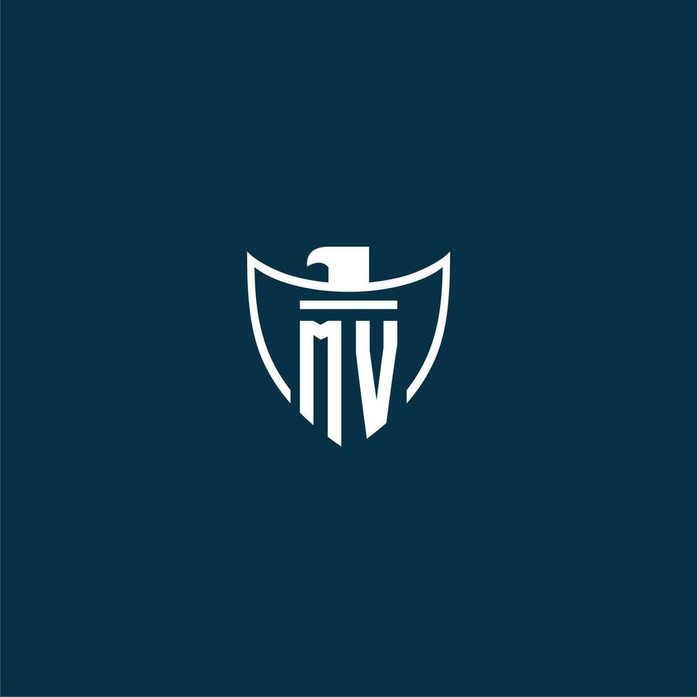 mv inicial monograma logo para proteger con águila imagen vector diseño