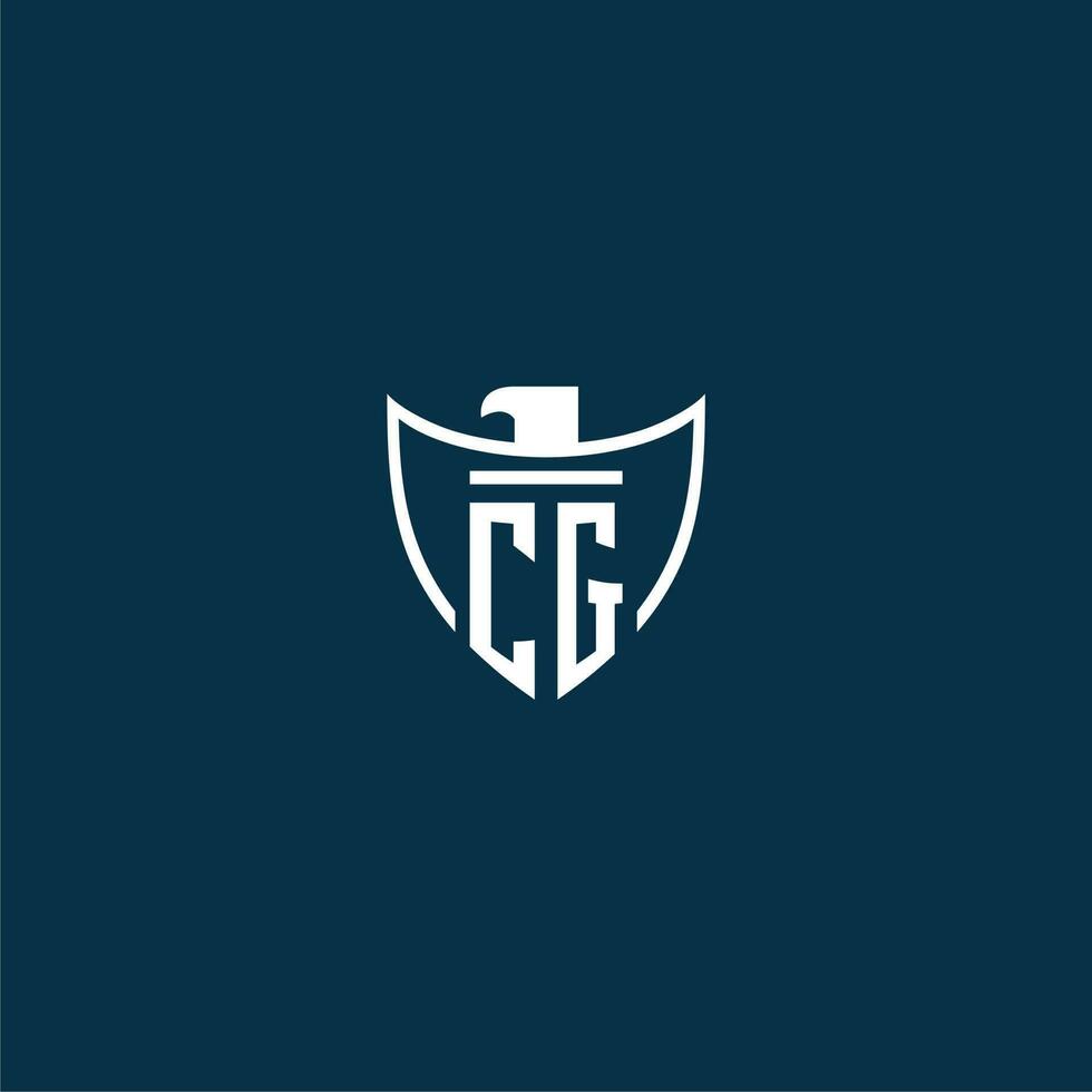 CG initial monogram logo for shield with eagle image vector design