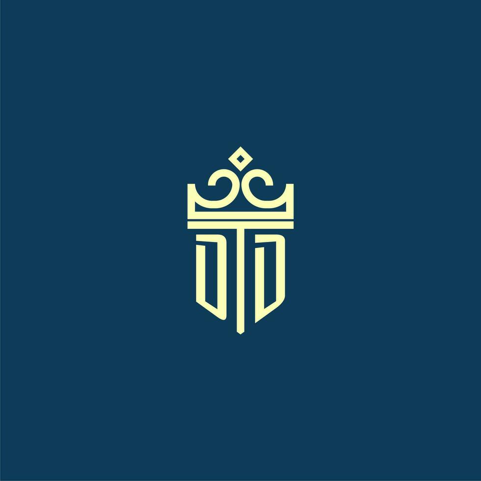 DD initial monogram shield logo design for crown vector image