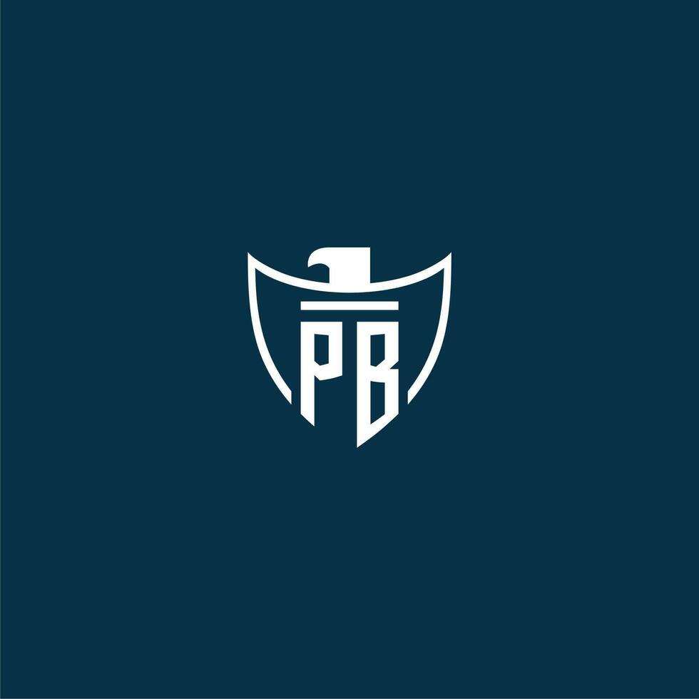 PB initial monogram logo for shield with eagle image vector design