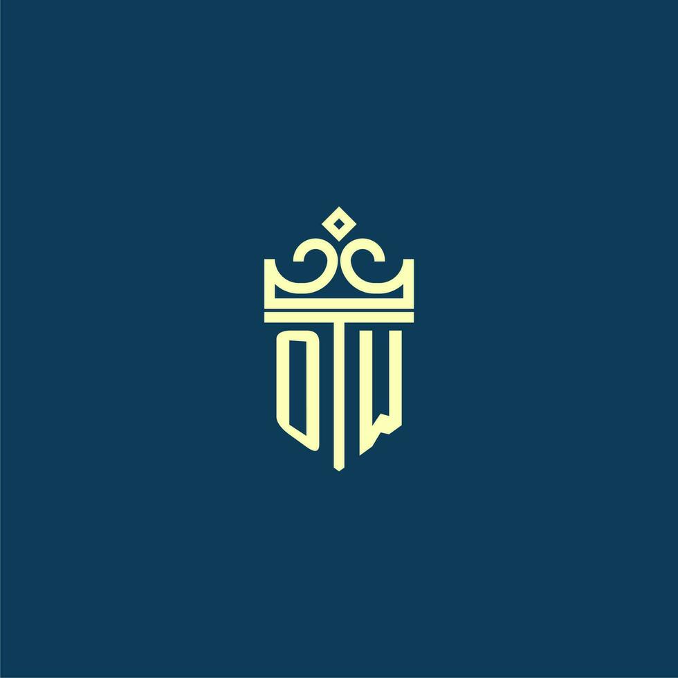 OW initial monogram shield logo design for crown vector image