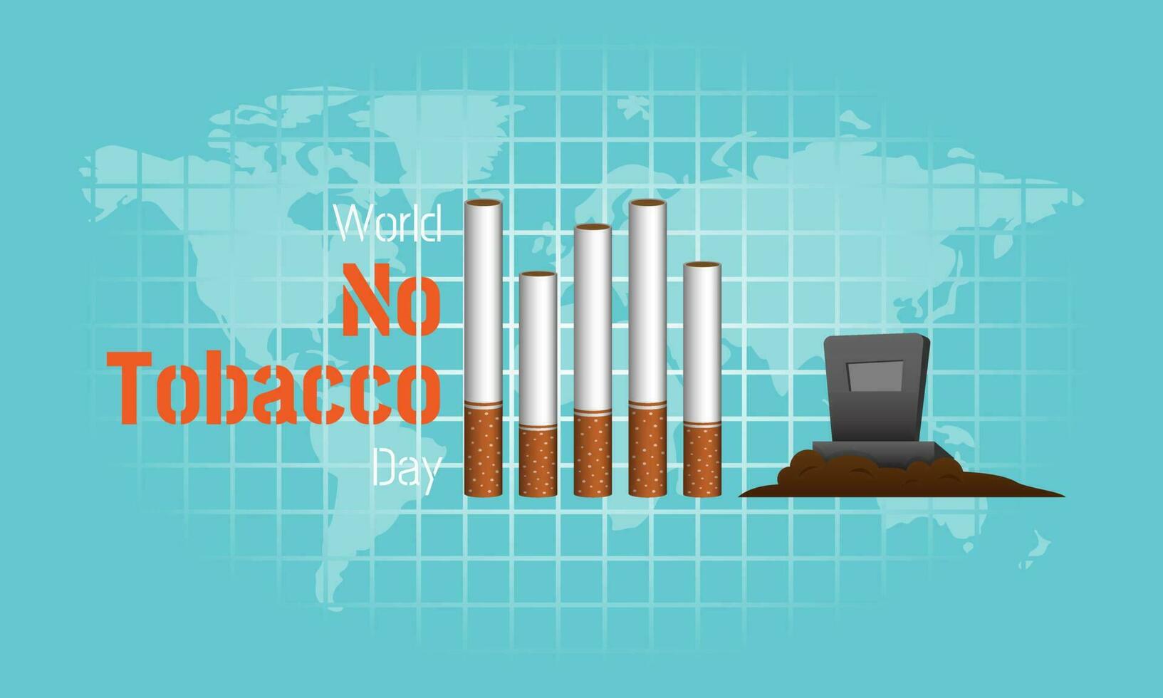 World No Tobacco Day with a row of cigarettes lined up to the grave vector