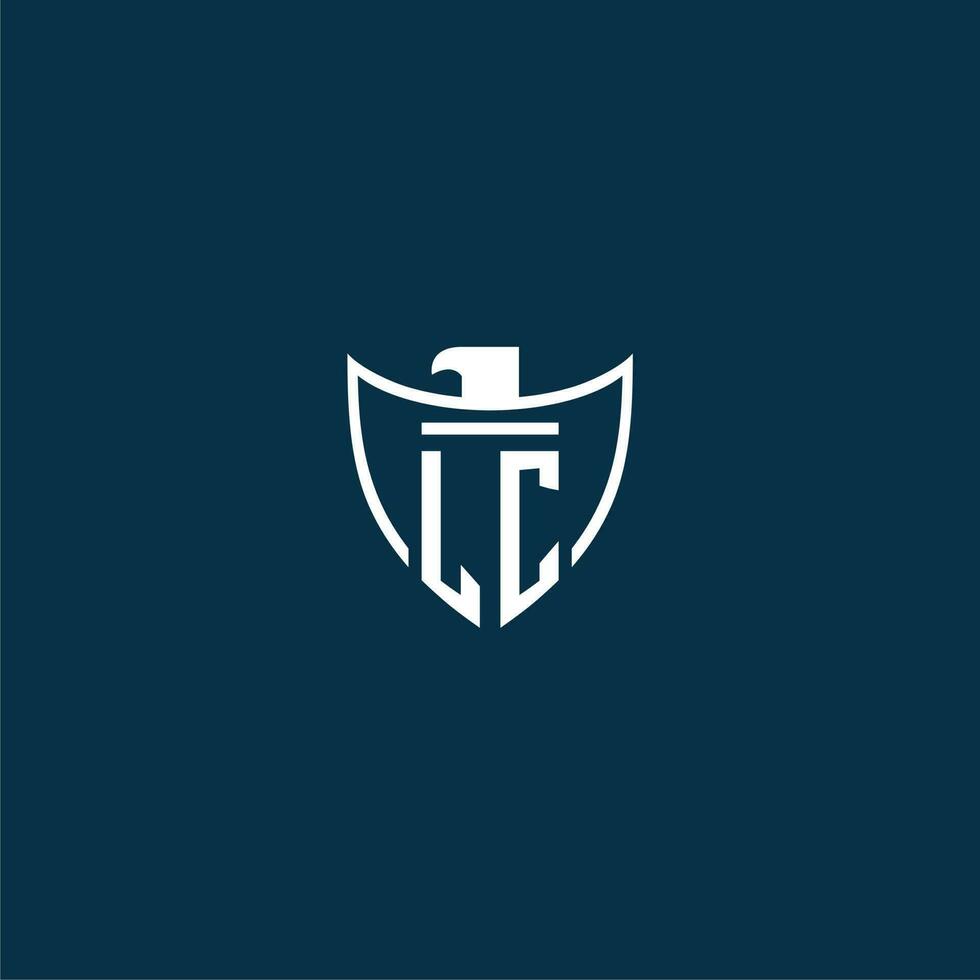 lc inicial monograma logo para proteger con águila imagen vector diseño