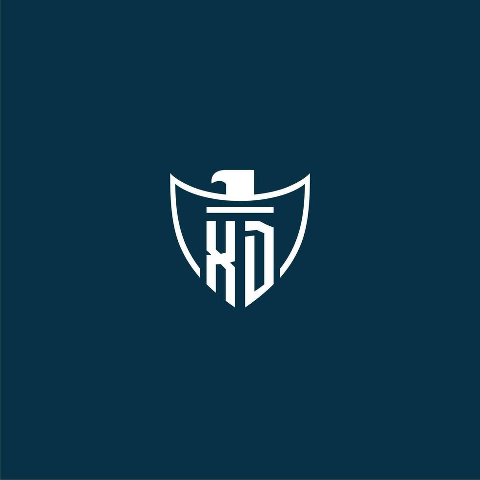 XD initial monogram logo for shield with eagle image vector design
