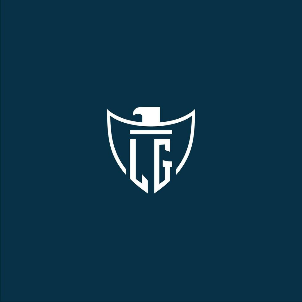 LG initial monogram logo for shield with eagle image vector design