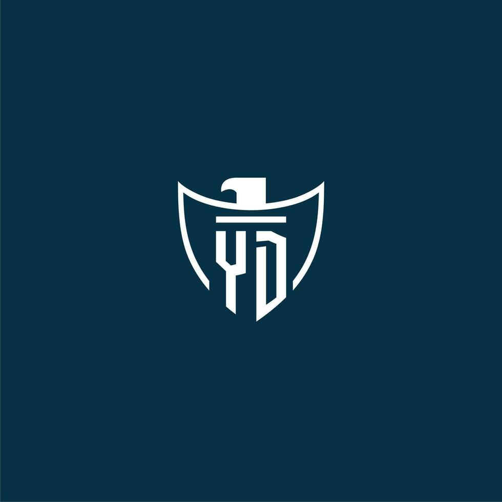 YD initial monogram logo for shield with eagle image vector design