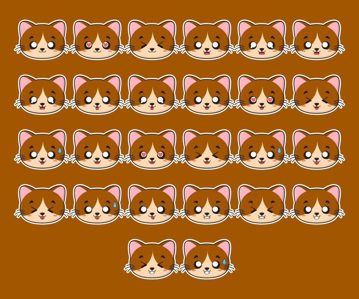 Cute Brown Cat Character Expression vector