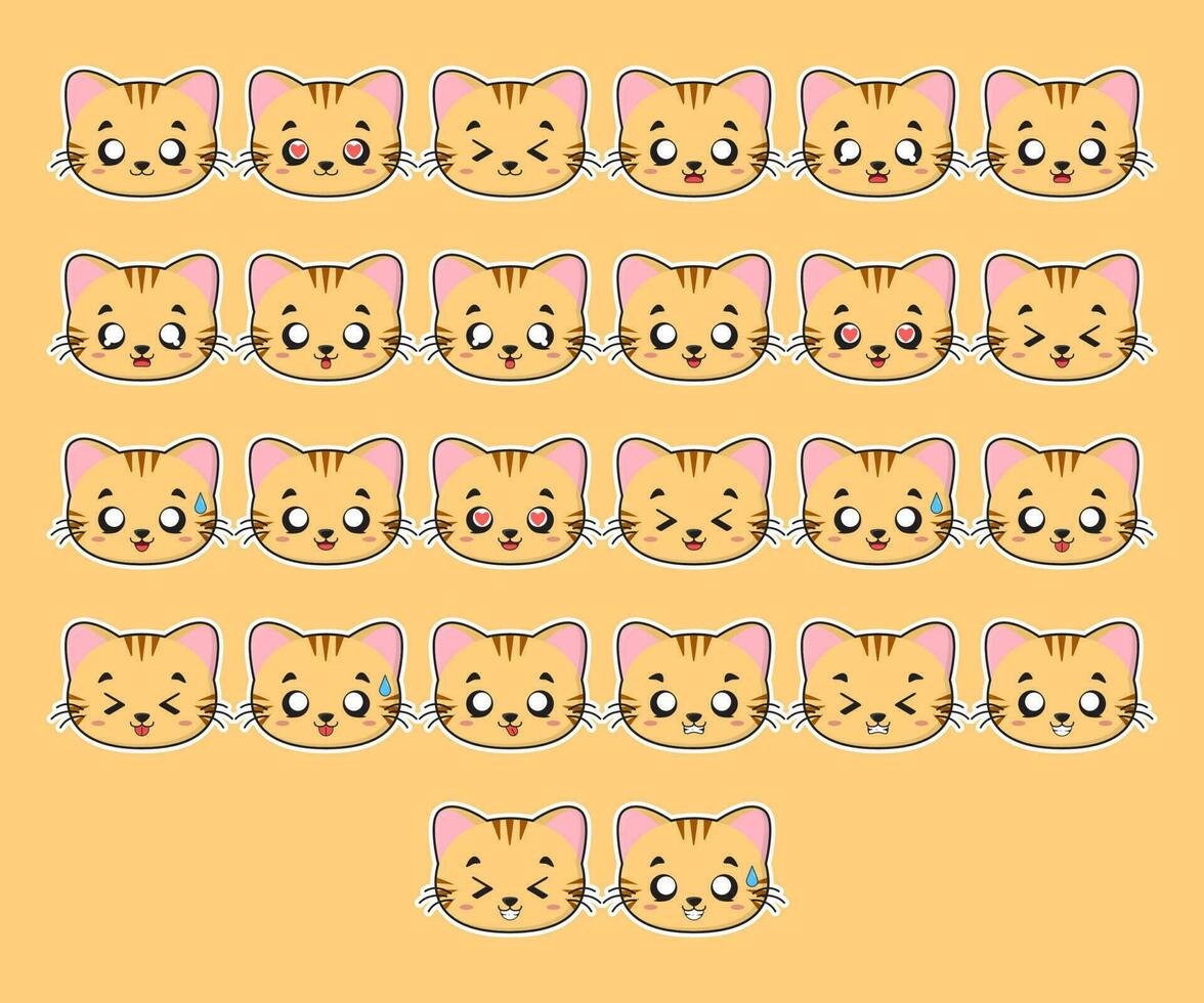 Cute Brown Tabby Cat Character Expression vector