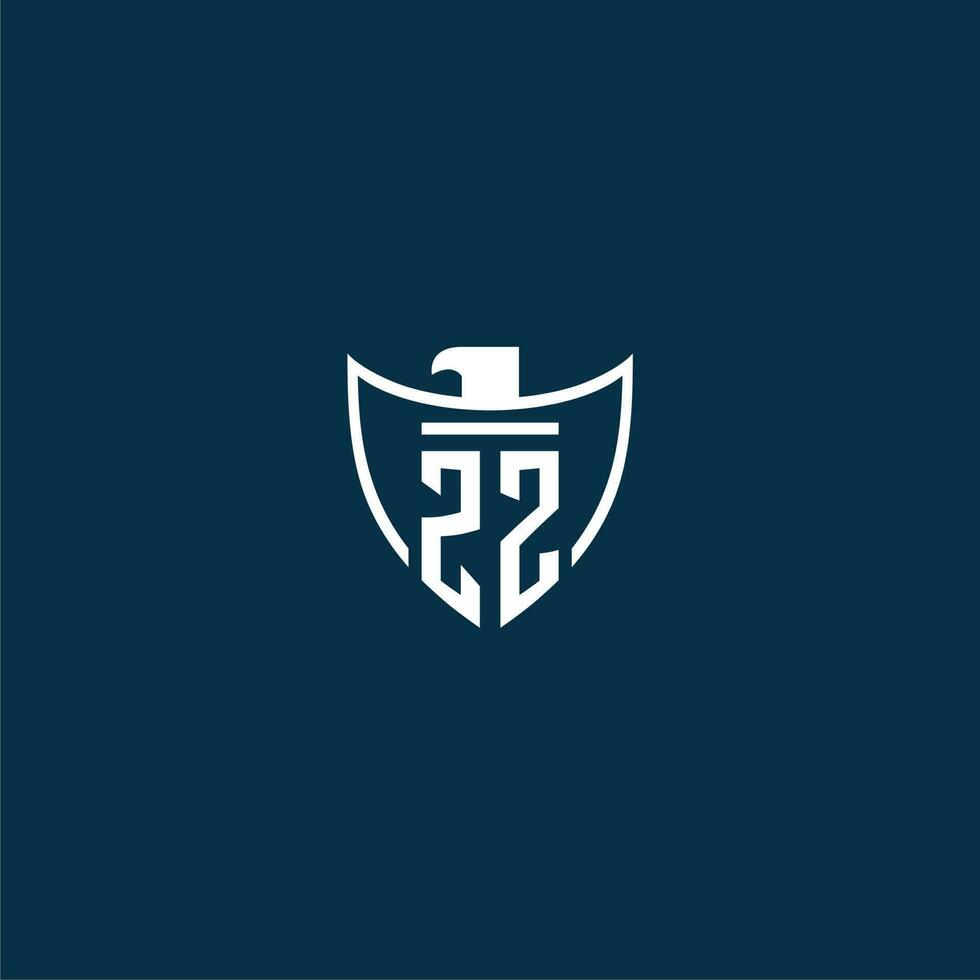 ZZ initial monogram logo for shield with eagle image vector design