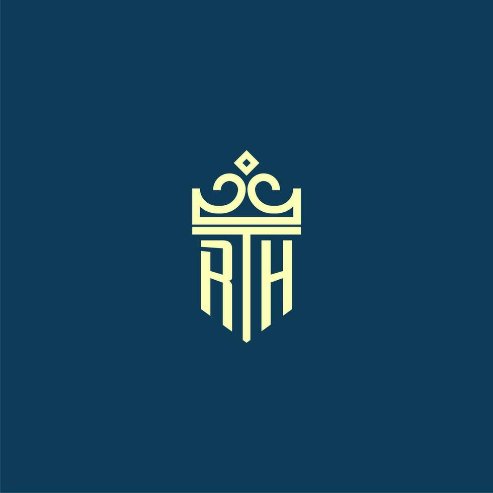 rh inicial monograma proteger logo diseño para corona vector imagen