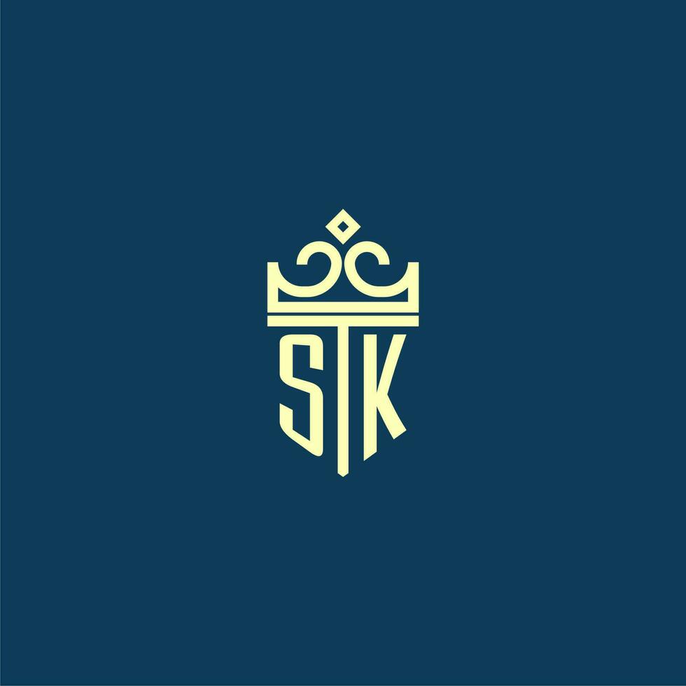 sk inicial monograma proteger logo diseño para corona vector imagen